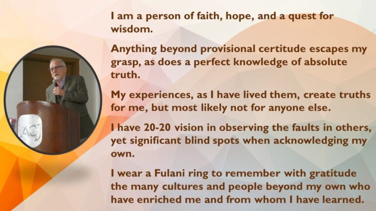 A pic show a slide with a picture a Dr. Phil saying about Provisional Certitude — Truths — Blind Spots | Rio Vista Group