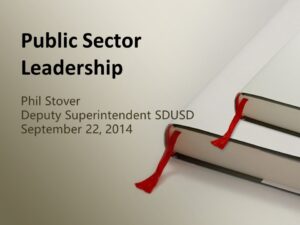 A pic shows presentation in English on Public Sector Leadership | Rio Vista Group